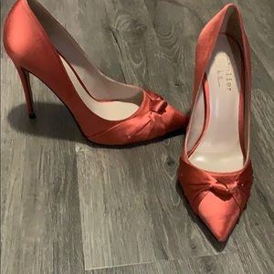 Nicole Miller heels satin orange/salmon size 7